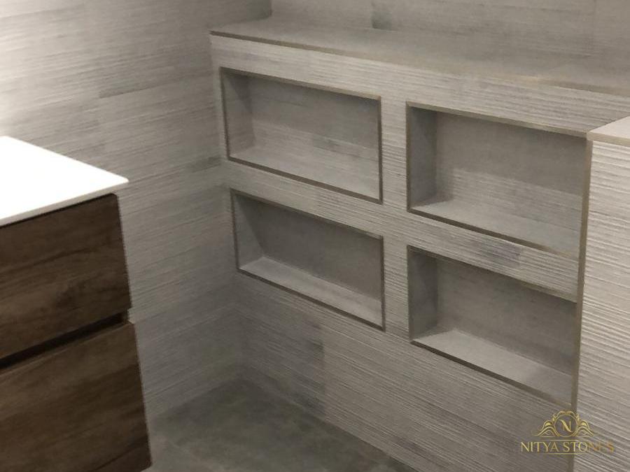 A bathroom in indoor porcelain